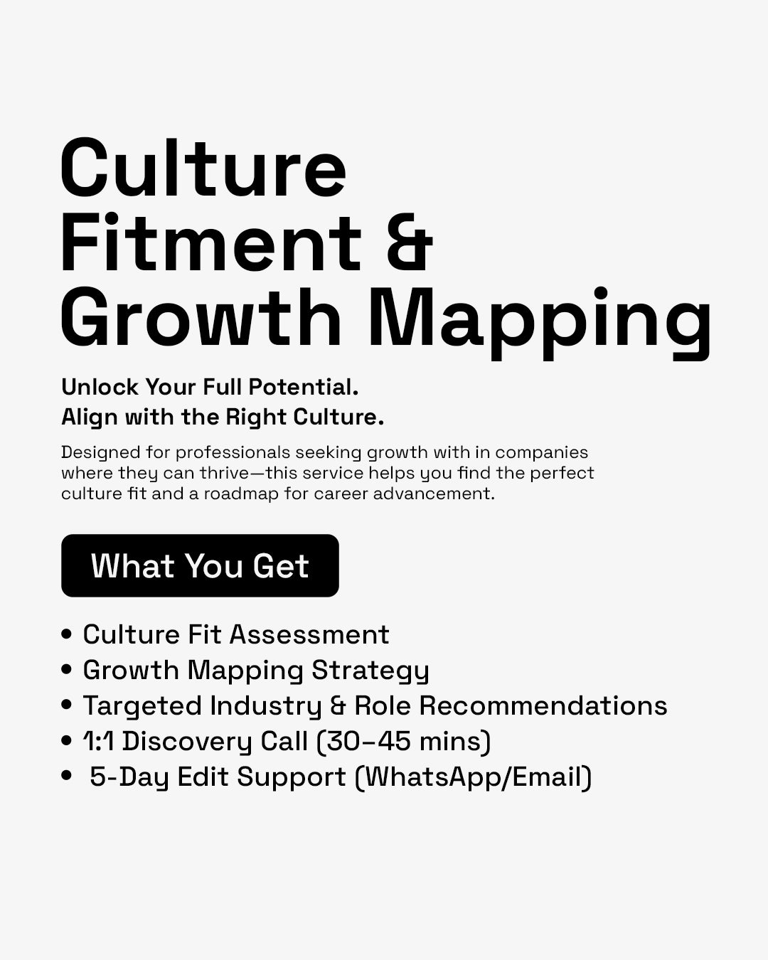 Culture Fitment & Growth Mapping to find the right job opportunities and accelerate your career growth.
