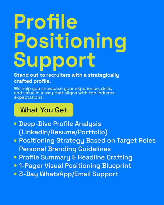 Profile Positioning Support for strategic job opportunities. Get noticed by recruiters seeking talent.