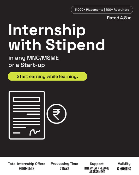 Internship with stipend in MNC/MSME/Startup. Earn while learning! Job opportunities & placement assistance.