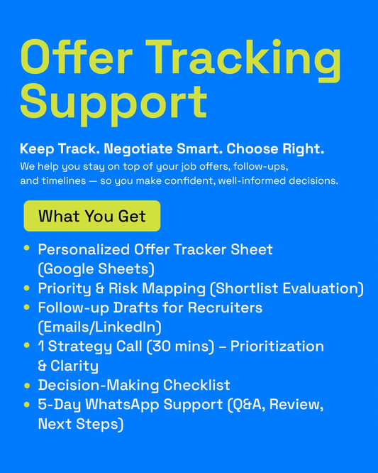 Offer Tracking Support for job offers. Keep track, negotiate smart, and secure job vacancies.