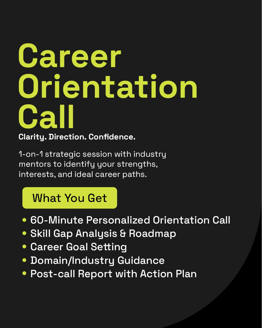 Career Orientation Call for personalized guidance on job opportunities and career paths. Get expert advice.